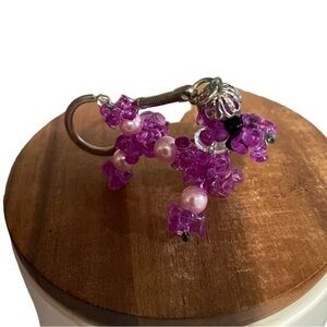 POODLE pink/purple Beaded keychain silver accent